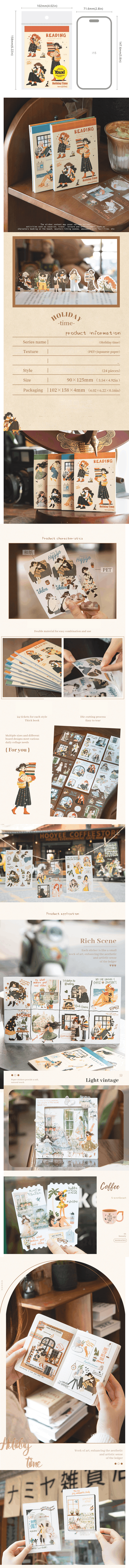 Holiday Time Series Dual-Material Stickers – Landscape & Character, 24 Sheets