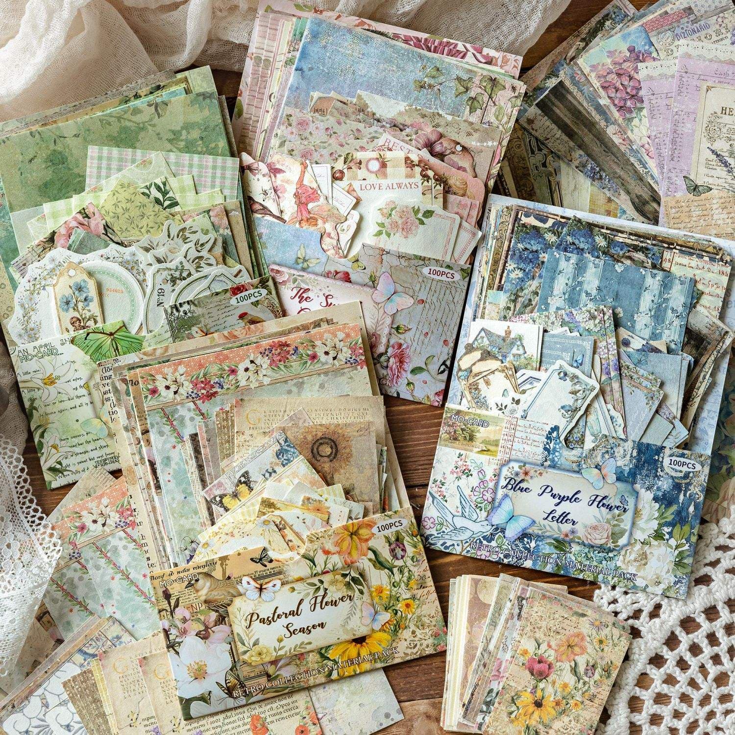 100pcs Loose-Leaf Rustic Post Office Series Vintage Journal Decoration Papers - Image 1