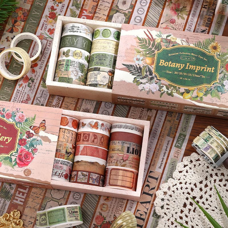 18 Rolls - Botanical & Floral Washi Tape Collection - Image 1